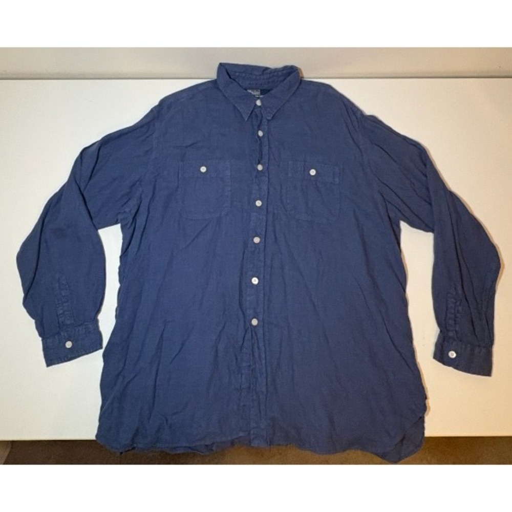 Polo Ralph Lauren Double Pocket 100% Linen Button Down Shirt | Blue | 2XL